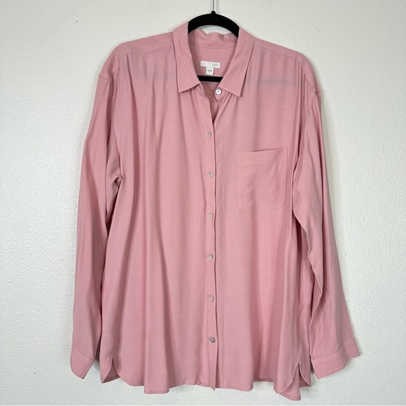 J. Jill button down blouse bubblegum pink Barbie barbiecore business casual fall - Picture 1 of 9